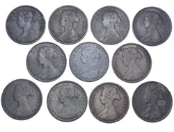 1861 - 1863 Halfpennies Lot (11 Coins) - Victoria British Bronze Coins