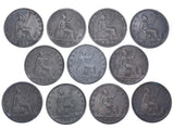 1861 - 1863 Halfpennies Lot (11 Coins) - Victoria British Bronze Coins