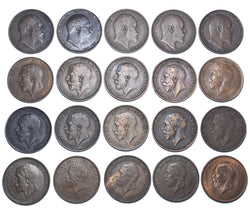 1903 - 1936 Better Grade Halfpennies Lot (20 Coins) - British Bronze Coins