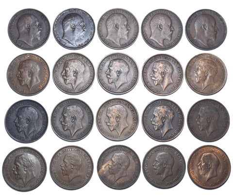 1903 - 1936 Better Grade Halfpennies Lot (20 Coins) - British Bronze Coins