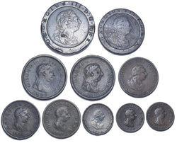 1797 - 1806 Full Set Of British Copper Coins (10 Coins)