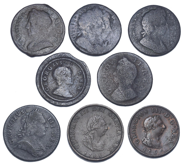 1674 - 1806 Farthings Lot (8 Coins) - British Copper Coins