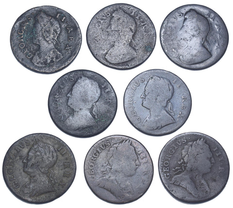 1736 - 1774 Farthings Lot (8 Coins) - British Copper Coins