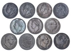 1821 - 1837 Farthings Lot (11 Coins) - British Copper Coins