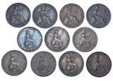 1821 - 1837 Farthings Lot (11 Coins) - British Copper Coins