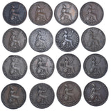 1838 - 1858 Farthings Lot (16 Coins) - Victoria British Copper Coins