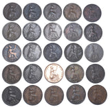 1839 - 1853 Farthings Lot (25 Coins) - Victoria British Copper Coins