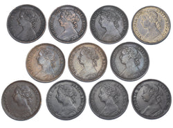 1878-1894 Better Grade Farthings Lot (10 Coins) - Victoria British Bronze Coins