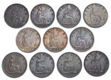 1878-1894 Better Grade Farthings Lot (10 Coins) - Victoria British Bronze Coins