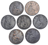 1895 - 1901 Better Grade Farthings Lot (7 Coins) - Victoria British Bronze Coins