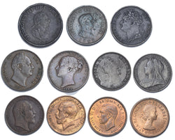 1799 - 1954 Farthings Lot (11 Coins) - British Copper & Bronze Coins