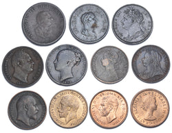 1799 - 1954 Farthings Lot (11 Coins) - British Copper & Bronze Coins
