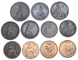 1799 - 1954 Farthings Lot (11 Coins) - British Copper & Bronze Coins