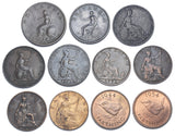 1799 - 1954 Farthings Lot (11 Coins) - British Copper & Bronze Coins