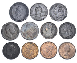 1799 - 1954 Farthings Lot (11 Coins) - British Copper & Bronze Coins