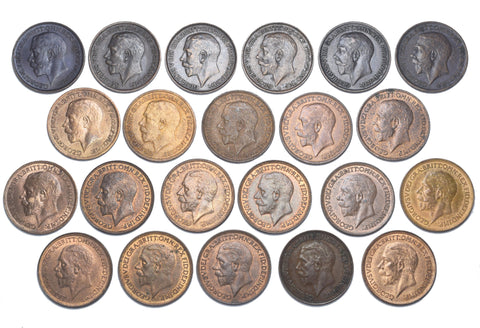 1911 - 1936 High Grade Farthings Lot (22 Coins) - George V British Bronze Coins
