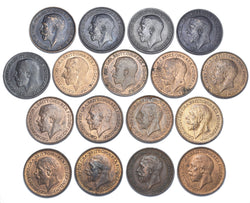 1911 - 1936 High Grade Farthings Lot (17 Coins) - George V British Bronze Coins
