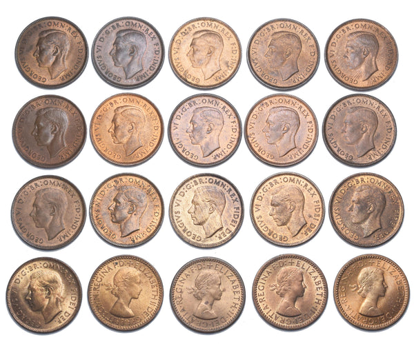 1937 - 1956 High Grade Farthings Lot (20 Coins) - British Bronze Coins