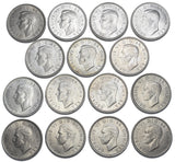 1937 - 1951 High Grade English Shillings Lot (15 Coins) - British Silver Coins