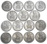 1937 - 1951 High Grade English Shillings Lot (15 Coins) - British Silver Coins