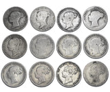 1842 - 1887 Sixpences Lot (12 Coins) - Victoria British Silver Coins