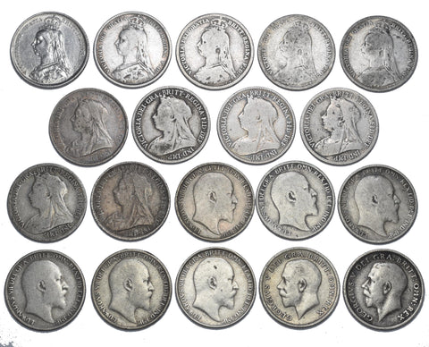 1887 - 1915 Sixpences Lot (19 Coins) - British Silver Coins