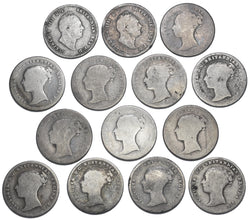 1836 - 1855 Groats Lot (14 Coins) - Victoria British Silver Coins