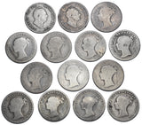 1836 - 1855 Groats Lot (14 Coins) - Victoria British Silver Coins