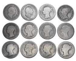 1836 - 1855 Groats Lot (12 Coins) - Victoria British Silver Coins