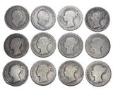 1836 - 1855 Groats Lot (12 Coins) - Victoria British Silver Coins