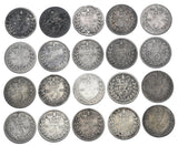 1860 - 1887 Threepences Lot (20 Coins) - Victoria British Silver Coins