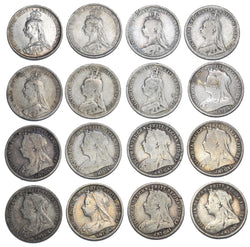 1887 - 1901 Threepences Lot (16 Coins) - Victoria British Silver Coins