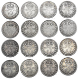 1887 - 1901 Threepences Lot (16 Coins) - Victoria British Silver Coins