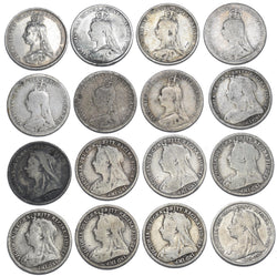 1887 - 1901 Threepences Lot (16 Coins) - Victoria British Silver Coins