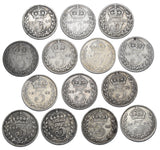 1887 - 1901 Threepences Lot (14 Coins) - Victoria British Silver Coins