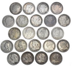 1873 - 1901 Threepences Lot (22 Coins) - Victoria British Silver Coins