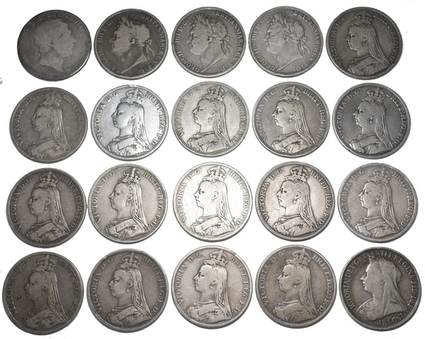 1820 - 1896 Crowns Lot (20 Coins) - British Silver Coins
