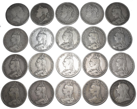 1820 - 1896 Crowns Lot (20 Coins) - British Silver Coins