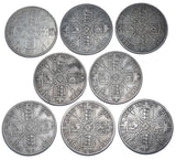 1887 - 1890 Double Florins Lot (8 Coins) - Victoria British Silver Coins