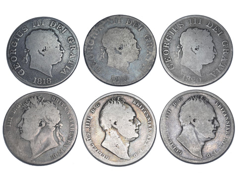 1818 - 1834 Halfcrowns Lot (6 Coins) - British Silver Coins