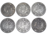 1887 - 1892 Halfcrowns Lot (6 Coins) - Victoria British Silver Coins - Date Run