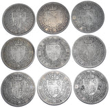 1893 - 1901 Halfcrowns Lot (9 Coins) - Victoria British Silver Coins - Date Run