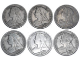 1896 - 1901 Halfcrowns Lot (6 Coins) - Victoria British Silver Coins - Date Run