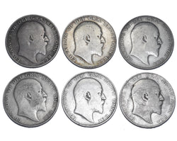 1902 - 1910 Halfcrowns Lot (6 Coins) - Edward VII British Silver Coins