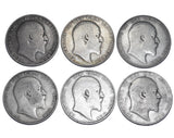 1902 - 1910 Halfcrowns Lot (6 Coins) - Edward VII British Silver Coins