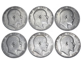 1902 - 1910 Halfcrowns Lot (6 Coins) - Edward VII British Silver Coins