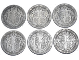1902 - 1910 Halfcrowns Lot (6 Coins) - Edward VII British Silver Coins