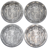 1906 - 1909 Halfcrowns Lot (4 Coins) - Edward VII British Silver Coins -Date Run