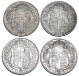 1914 - 1918 Halfcrowns Lot (4 Coins) - George V British Silver Coins
