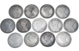 1853 - 1887 Gothic Florins Lot (13 Coins) - Victoria British Silver Coins